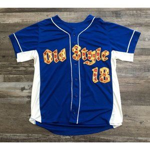 Old Style 18 Mens Large Squad Blue Button Up Baseball Softball Style Jersey